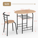 3 pcs Home Kitchen Bistro Pub Dining Table 2 Chairs Set