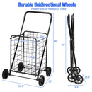 Portable Folding Shopping Cart Utility for Grocery Laundry-Black