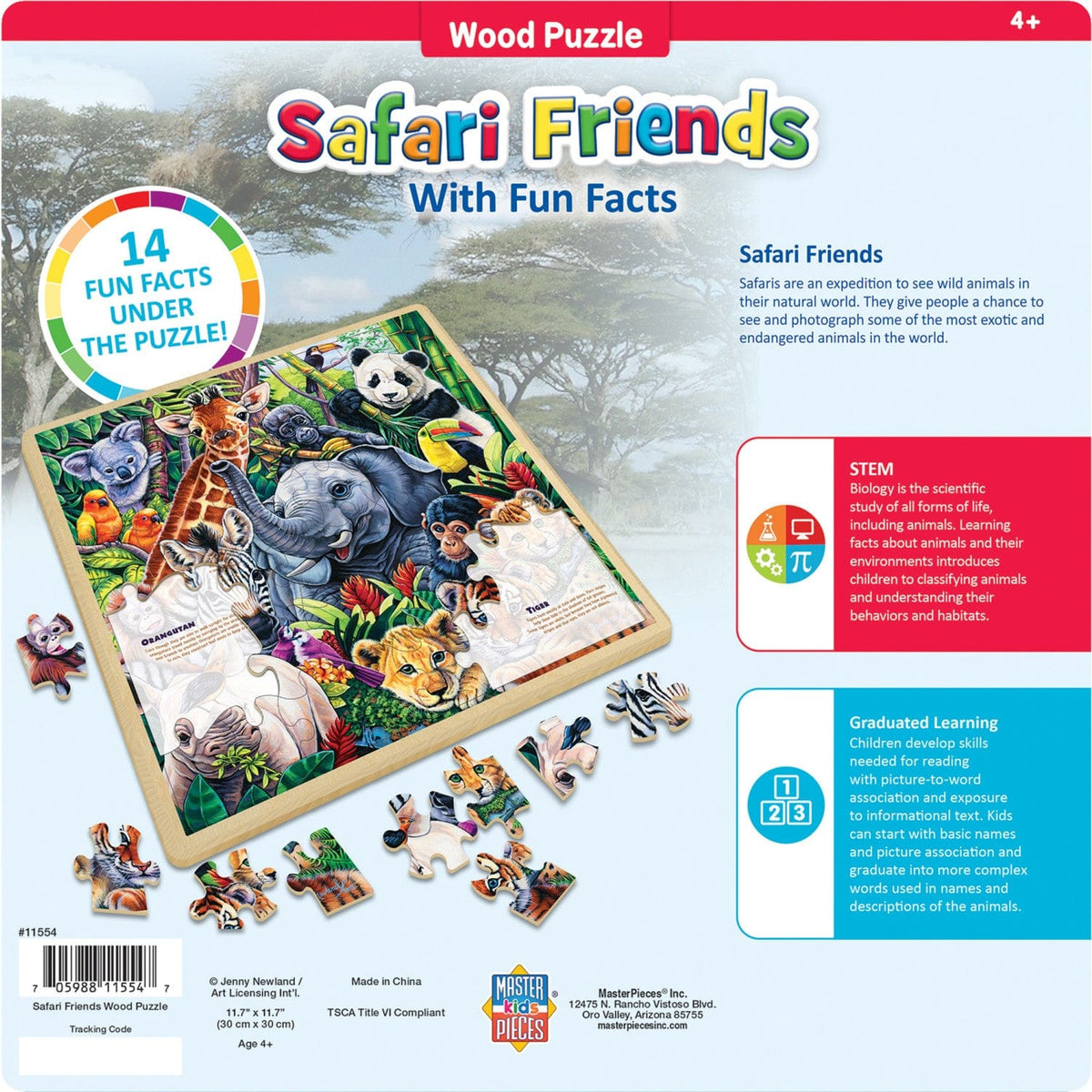 Wood Fun Facts Safari Friends 48 Piece Wood Jigsaw Puzzle Ralphie's