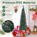 Snowy Artificial Pencil Christmas Tree with Pine Cones