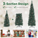 Snowy Artificial Pencil Christmas Tree with Pine Cones