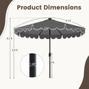 9.3 Feet Solar Patio Umbrella with 24 LED Lights Vented Top and Ruffles-Beige