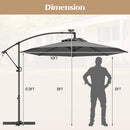 10 Feet 360° Rotation Solar Powered LED Patio Offset Umbrella without Weight Base-Gray