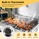 Stainless Steel Propane Grill with Lid for Outdoor Camping Tailgating Picnic Party-Silver