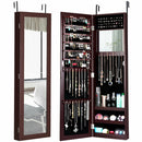 Full Length Mirror Jewelry Cabinet with Ring Slots and Necklace Hooks
