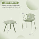 3-Piece Patio Conversation Set with Round Coffee Table