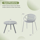 3-Piece Patio Conversation Set with Round Coffee Table