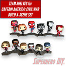 Team Shelves for Captain America: Civil War Build-a-Scene Funko Pop Set | Team Iron Man or Team Cap