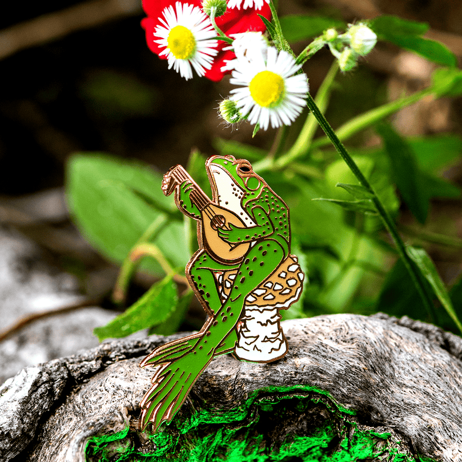 The Traveling Bard | Frog & Mushroom Enamel Pin