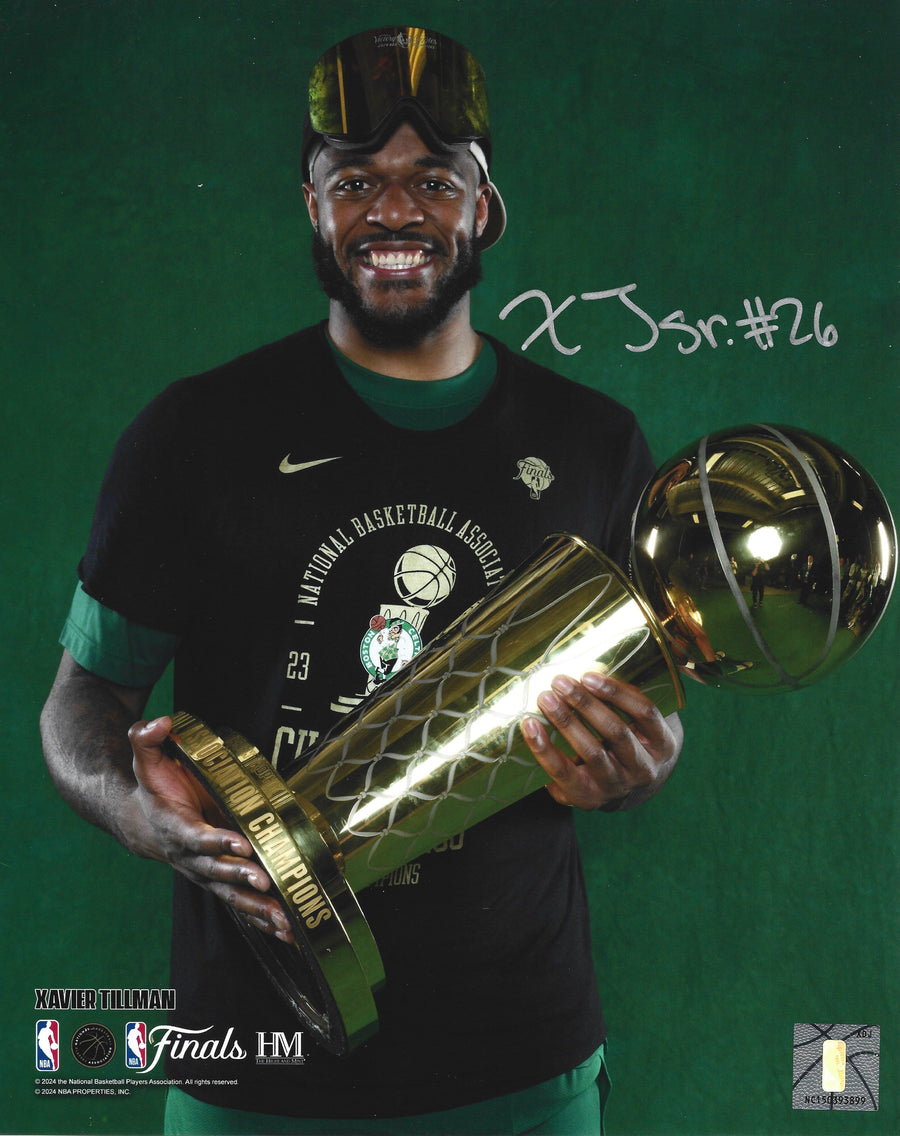 Xavier Tillman 2024 NBA Trophy Autographed Boston Celtics 8