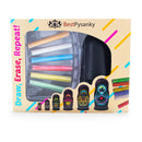 Set of 6 Chalkboard Plastic Nesting Dolls with Color Chalks Reusable DIY Drawing Matryoshka Craft Kit