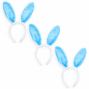 Set of 3 Costume Bunny Ear Headbands in Bright Blue, Each 11.7 Inches