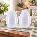 Set of 2 White Large Jumbo Giant Fillable Plastic Easter Eggs 10 Inches