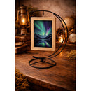 Double Curve Crescent Black Metal Photo Picture Frame and Ornament Display Stand 9.25 Inches