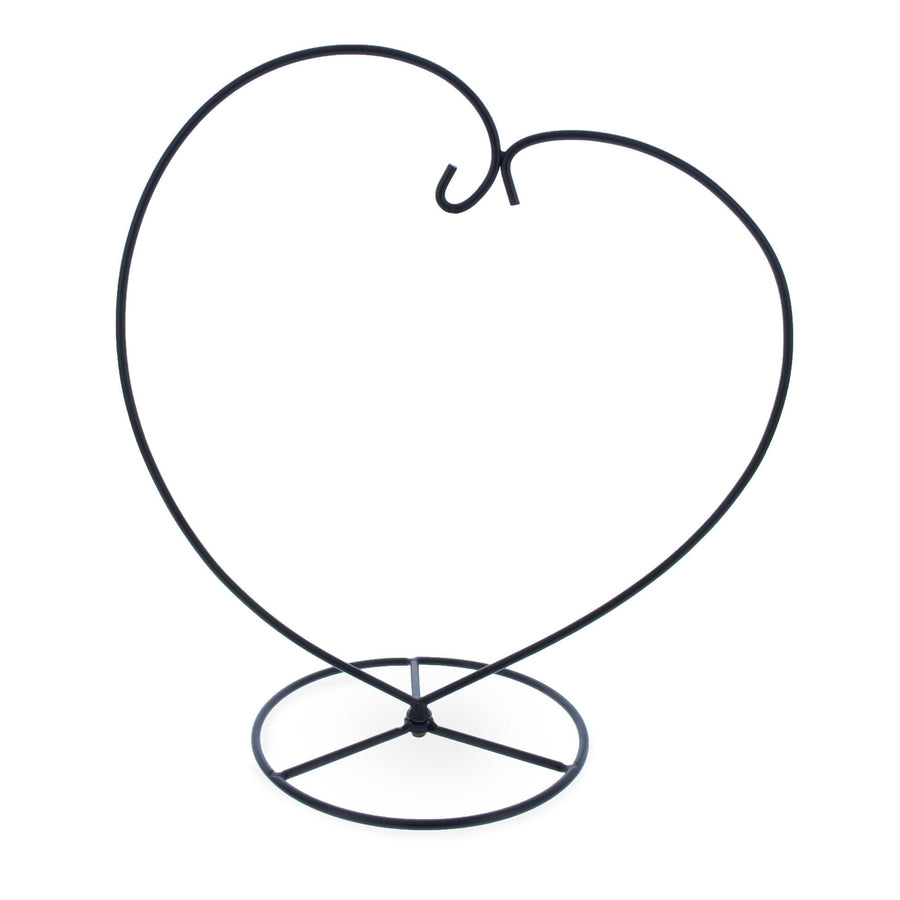 Heart-Shaped Hanging Photo Picture Frame and Black Metal Ornament Stand 9.75 Inches