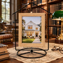 Black House-Shaped Hanging Photo Picture Frame and Metal Ornament Stand 8.7 Inches