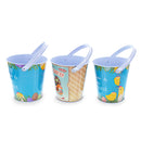 Set of 3 Easter Egg Hunt Buckets Metal Tin Pails with Handles for Kids Candy Gifts and Decor