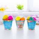 Set of 3 Easter Egg Hunt Buckets Metal Tin Pails with Handles for Kids Candy Gifts and Decor