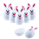 Set of 6 White Bunny Plastic Easter Eggs