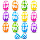Set of 12 Fillable Easter Eggs Multicolor Plaid Plastic Hinged Eggs 2.25 Inches