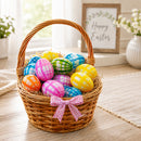 Set of 12 Fillable Easter Eggs Multicolor Plaid Plastic Hinged Eggs 2.25 Inches