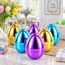 Set of 6 Large Fillable Metallic Plastic Easter Eggs 4 Inches