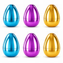 Set of 6 Large Fillable Metallic Plastic Easter Eggs 4 Inches