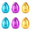 Set of 6 Large Fillable Metallic Plastic Easter Eggs 4 Inches