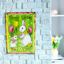 Easter Bunnies on an Egg Hunt Decorative Plaque Wall Sign for Easter Celebrations 10 Inches