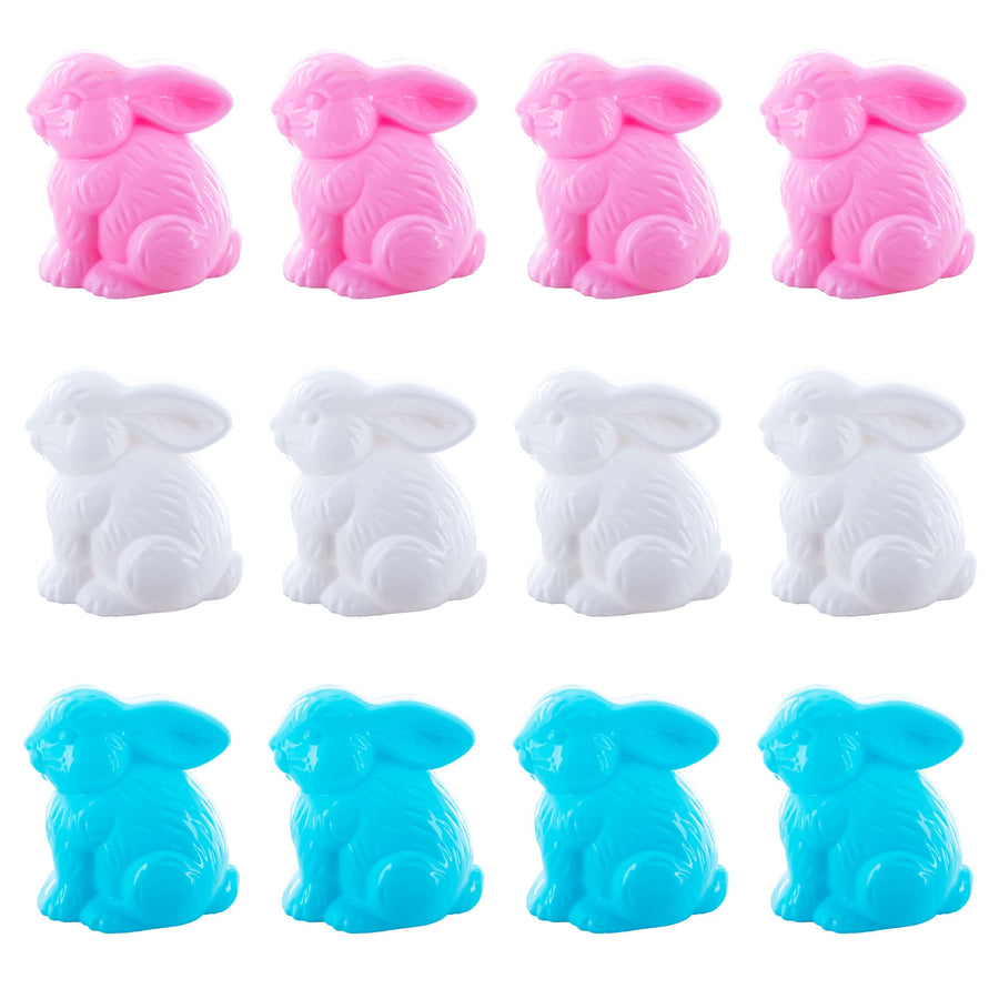 Set of 12 Multicolored Bunnies Fillable Plastic Easter Eggs