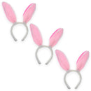 Set of 3 Costume Bunny Ear Headbands in Bright Pink, Each 11.7 Inches