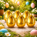 Set of 6 Metallic Gold Easter Eggs Fillable Plastic Hinged Eggs Reusable Prize Egg Set 2.25 Inches