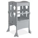Folding Wooden Step Stool with Lockable Safety Rail for Toddler 3+