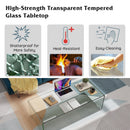 42 x 19.7 Inch Clear Tempered Glass Coffee Table with Rounded Edges-Transparent