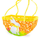 Set of 2 Easter Baskets with White Bunny and Flowers
