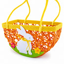 Set of 2 Easter Bunny Egg Hunt Baskets With Floral Accent 6 Inches Tall