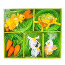 9 Easter Bunny, Hats, Eggs, Chick, Carrots Figurines