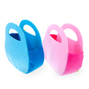 Set of 2 Easter Baskets White Bunnies Pink and Blue Felt Totes 7.5 Inches