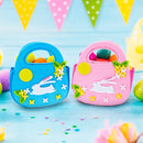 Set of 2 Felt Easter Baskets Carry Totes - Egg Hunt Bags with Handles 7.5 Inches Tall