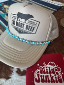 Turquoise and Faux Pearl Trucker Hat Chain