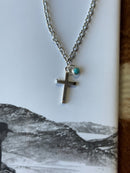 Turquoise Cross Pendant Chain Necklace - PREORDER