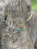 Turquoise Heart Gold Chain Necklace