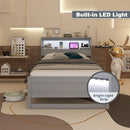 Twin Size Bed Frame with Storage Headboard and Charging Station