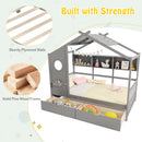 Twin Size House Bed with 2 Storage Drawers and Fence Guardrails