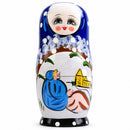 Set of 5 Winter Village Scene Nesting Dolls 6.5 Inches