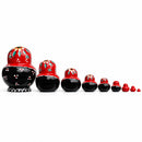 Set of 10 Daisy Flowers on Red Dress Nesting Dolls 7 Inches