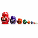 Set of 9 Rainbow Wooden Nesting Dolls 4.75 Inches