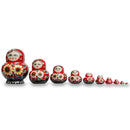 Set of 10 Daisy Flowers on Red Dress Nesting Dolls  7 Inches