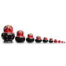 Set of 10 Daisy Flowers on Red Dress Nesting Dolls  7 Inches