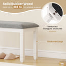 Upholstered Bedroom Bench with Padded Seat and Solid Wood Legs-Gray